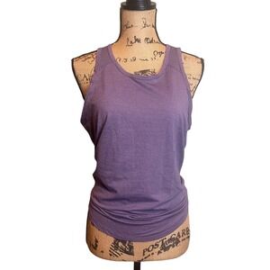 Athletic Works Womens Cut Out Tie Back Workout Activewear Tank Top Purple Medium